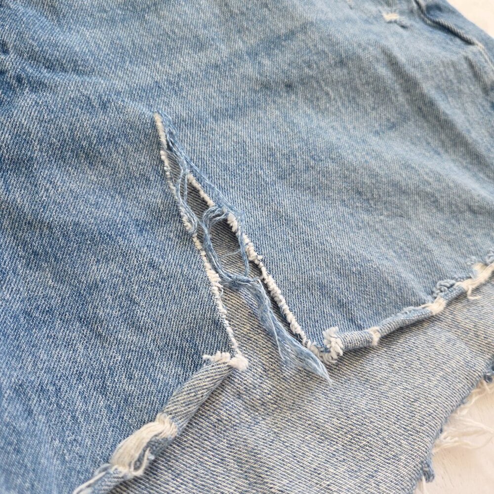 Uniqlo Distressed Denim Shorts 30" Blue Thrashed Cut Off High Rise Summer Casual - Picture 5 of 12